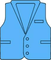 Waistcoat Icon Or Symbol In Blue Color. vector