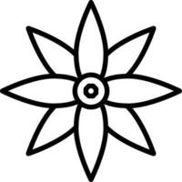 Black Line Art Flower Icon in Flat Style. vector