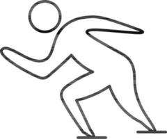 Runner Icon In Black Outline. vector