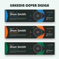 Corporate linkedin cover and banner design template set, background for LinkedIn header, technology linkedin banner template design, Modern business display advertising showcase social media cover vector