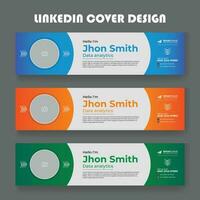 Corporate linkedin cover and banner design template set, background for LinkedIn header, technology linkedin banner template design, Modern business display advertising showcase social media cover vector