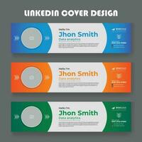 Corporate linkedin cover and banner design template set, background for LinkedIn header, technology linkedin banner template design, Modern business display advertising showcase social media cover vector