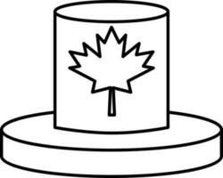 Line Art Illustration of Top Hat with Maple Leaf Icon. vector