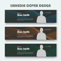 Corporate linkedin cover and banner design template set, background for LinkedIn header, technology linkedin banner template design, Modern business display advertising showcase social media cover vector