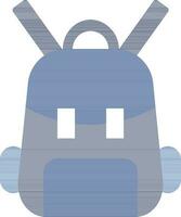 Flat Style Backpack Icon In Blue And White Color. vector