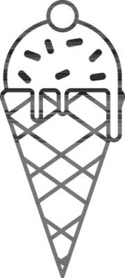 Ice Cream Cone Icon In Black Outline.