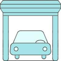 Turquoise Garage Icon in Flat Style. vector