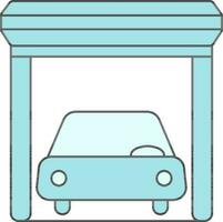 Turquoise Garage Icon in Flat Style. vector