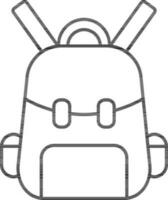 Backpack Icon In Black Outline. vector