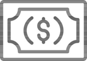 Black Outline Dollar Money Icon on White Background. vector