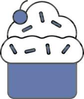 Cupcake Icon In Blue And White Color. vector