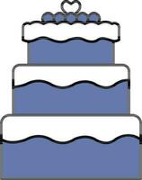 Flat Style Cake Icon In Blue And White Color. vector