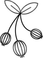 Gooseberry Icon In Black Line Art. vector