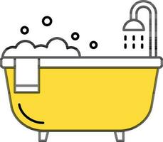 Flat Style Bathtub Icon in Yellow And White Color. vector