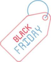 Red and Blue Black Friday Tag Icon in Thin Line Art. vector