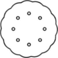 Flat Style Round Cookie Icon In Black Line Art. vector