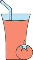 Tomato Juice Glass Icon In Red And Blue Color. vector