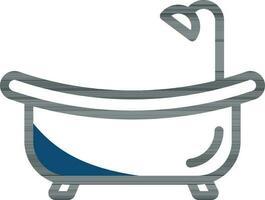 Isolated Bath Tub With Shower Icon in Flat Style. vector