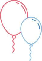 Line Art Balloons Icon in Red and Blue Color. vector