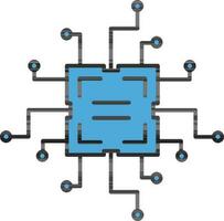 Circuit Or Microchip Icon in Blue Color. vector