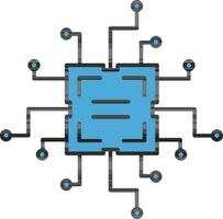 Circuit Or Microchip Icon in Blue Color. vector