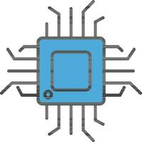 Integrated Circuit Or Microchip Icon In Blue Color. vector