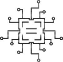 Circuit Or Microchip Icon in Black Outline. vector