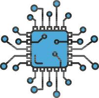 Circuit Chip Icon or Symbol in Blue Color. vector