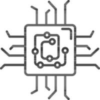 Circuit Or Computer Chip Icon In Black Outline. vector