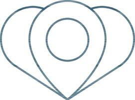 Illustration of Location in Heart Icon in Line Art. vector