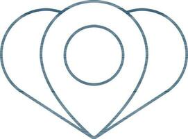 Illustration of Location in Heart Icon in Line Art. vector