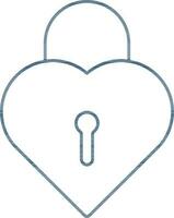 Isolated Heart Lock Icon in Blue Color Line Art. vector