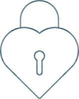 Isolated Heart Lock Icon in Blue Color Line Art. vector