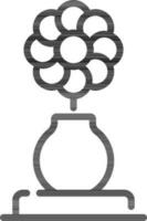 Flower Pot icon in black line art. vector