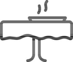 Hot Food On Table Icon In Thin Line Art. vector