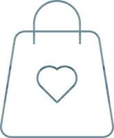 ilustración de compras bolso con corazón icono en azul color. vector