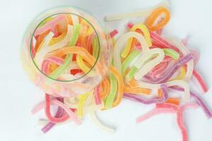 Long Soft Colorful Chewy Sugary Sour Candy Gummy Sweet Assortment , photo