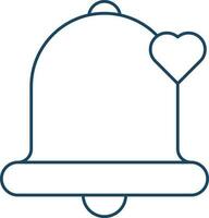Isolated Bell With Heart Icon in Thin Line Art. vector