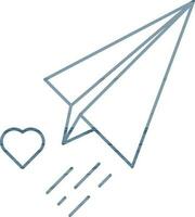 Isolated Heart Paper Airplane Icon in Line Art. vector
