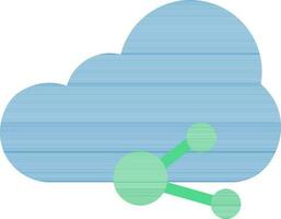 nube compartir icono en azul y verde color. vector