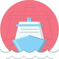 Ship Icon on Pink Background. vector