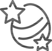 Stars with Egg Icon in Black Outline. vector