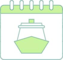 Cruise Calendar Icon In Green And White Color. vector