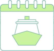 Cruise Calendar Icon In Green And White Color. vector