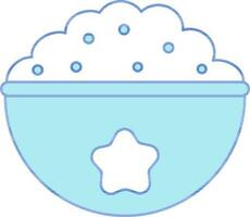 Rice Bowl Icon In Blue And White Color. vector