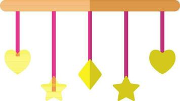 Wind chimes in flat style. vector