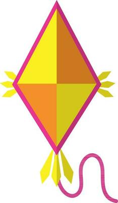 Kite with thread in flat style.