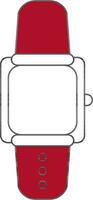 Smart Watch Icon in Red and White Color. vector