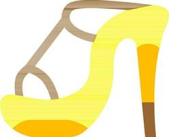 Beautiful Heel Sandals Icon in Yellow and Brown Color. vector