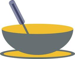 Spoon with bowl on plate. vector